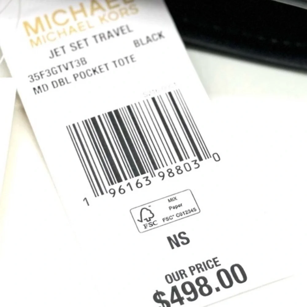 Michael Kors Jet Set Medium Double Pocket Tote Shoulder Bag Black